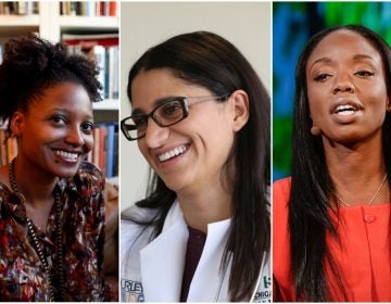 from left to right: Tracy K. Smith (AP Photo/Jason DeCrow), Mona Hanna-Attisha (AP Photo/Carlos Osorio), Nadine Burke Harris (courtesy of the author)