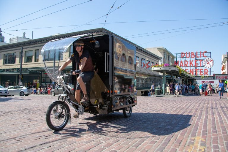 UPS is introducing cargo e-bikes in some U.S. cities. Philadelphia officials say the City of Brotherly Love could benefit from the trikes. (Courtesy of UPS)