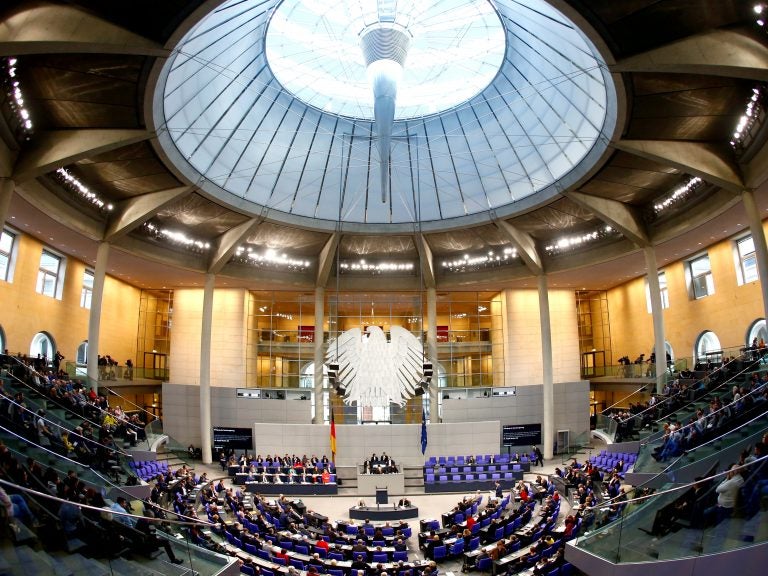 Hacked information that was leaked via Twitter included private data from German Chancellor Angela Merkel — seen here speaking in Germany's Bundestag last month. (Fabrizio Bensch/Reuters)