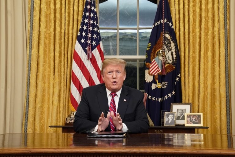 President Donald Trump speaks from the Oval Office of the White House as he gives a prime-time address about border security Tuesday, Jan. 8, 2018, in Washington. (Carlos Barria/Pool Photo via AP)
