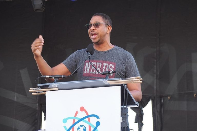 Dr. Hakeem Oluseyi at the March for Science. Image: S L O W K I N G via Wikimedia Commons