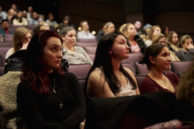 Students react to Scott Fried's educational program at Temple University on November 27, 2018. (Natalie Piserchio for WHYY)