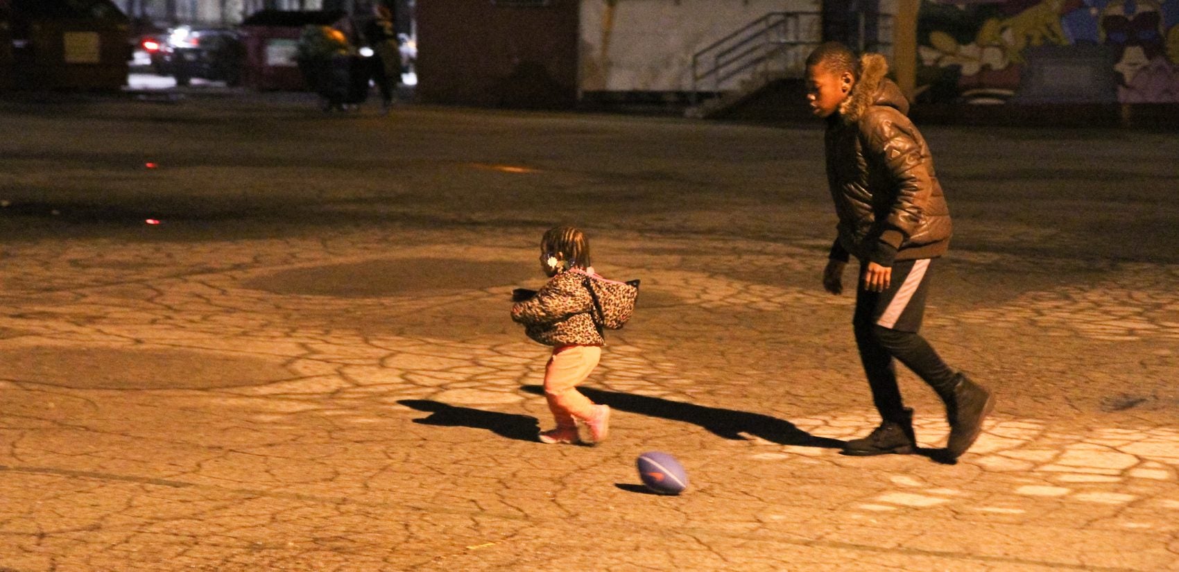 Maurice Barnes in the schoolyard behind Lowell Elementary School. (Kimberly Paynter/WHYY)