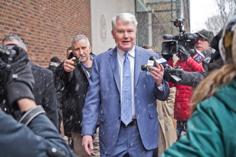 Union Leader John Dougherty exits federal court after he pled not guilty at his arraignment Friday, Feb. 1, 2019,(Kimberly Paynter/WHYY)