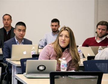 Finalists in the Full City Challenge gather for a workshop at Drexel University Science Center to hone their pitches. (Emma Lee/WHYY)