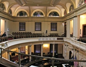The interior of the New Jersey Senate chambers