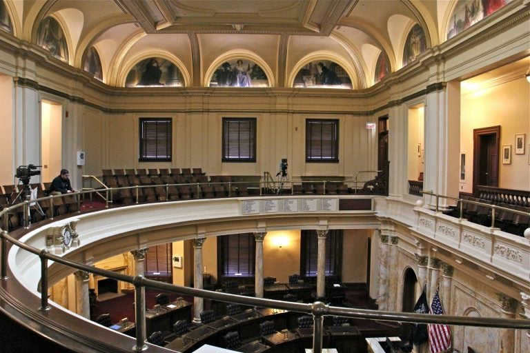 2019 02 14-e lee-trenton state house senate chambers The interior of the New Jersey Senate chambers