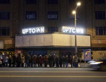 The Uptown Theater, located at 2227 N. Broad Street, after the Marquee lighting on February 16, 2019. (Natalie Piserchio for WHYY)