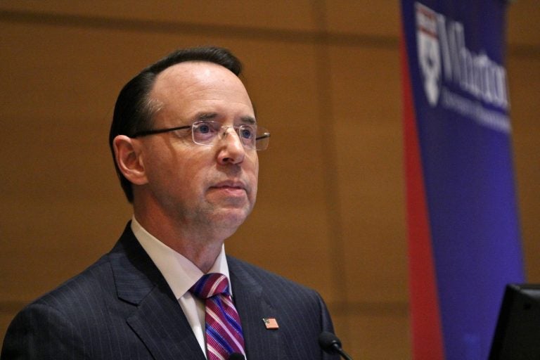 Deputy Attorney General Rod J. Rosenstein speaks at his alma mater, The Wharton School of the University of Pennsylvania.