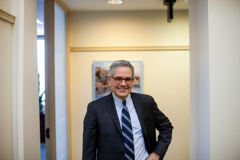 Philadelphia District Attorney Larry Krasner is pictured in the District Attorney's Office in Center City Friday, February 1, 2019. (Brad Larrison for WHYY)