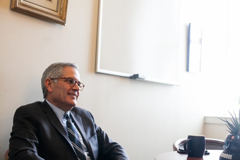 Philadelphia District Attorney Larry Krasner is pictured in the District Attorney's Office in Center City Friday February 1, 2019. (Brad Larrison for WHYY)
