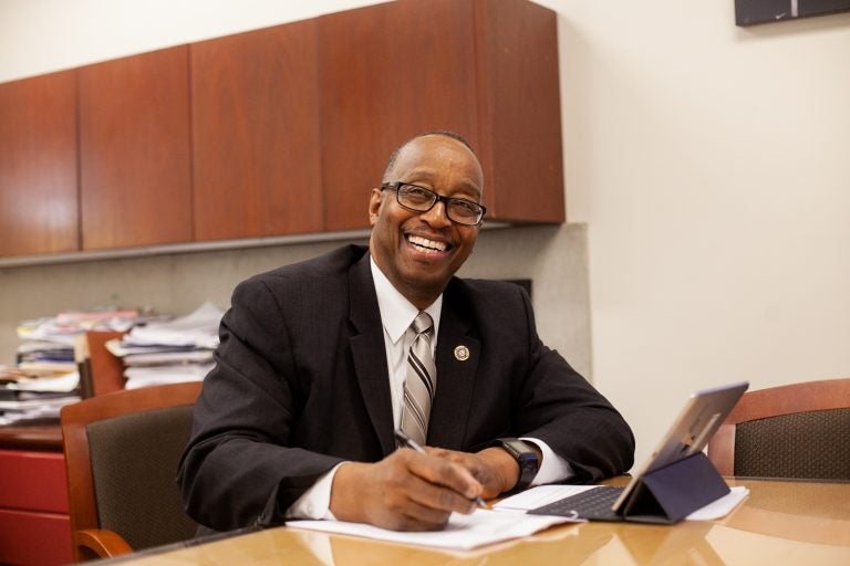 First Assistant District Attorney Robert Listenbee Jr. sits in his office on February 7, 2019. (Brad Larrison for WHYY)