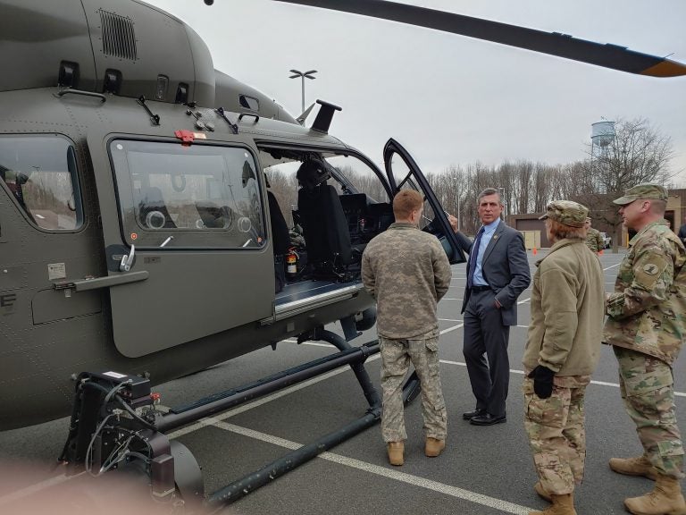 The Delaware National Guard hosted Governor John Carney for a tour of its counterdrug facilities. (Zöe Read/WHYY)