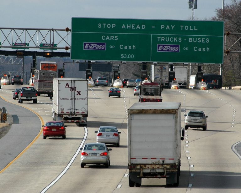 Vehicles arrive at the Delaware toll plaza