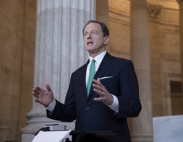 Sen. Pat Toomey, R-Pa., discusses President Donald Trump's revamped North American trade agreement with Canada and Mexico during a television news interview on Capitol Hill in Washington, Tuesday, Oct. 2, 2018. (J. Scott Applewhite/AP Photo)