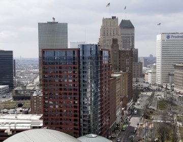 FILE- This April 10, 2018, file photo shows a part of the skyline in Newark, N.J. (AP Photo/Seth Wenig, File)