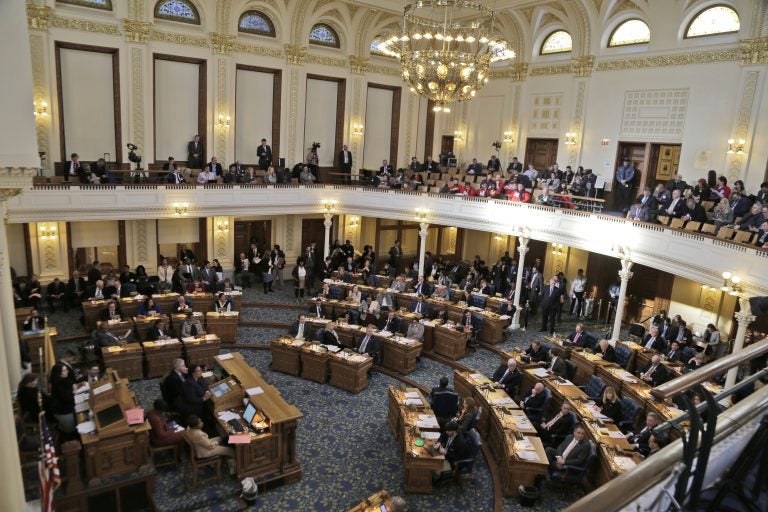 An aerial view of the N.J. General Assembly