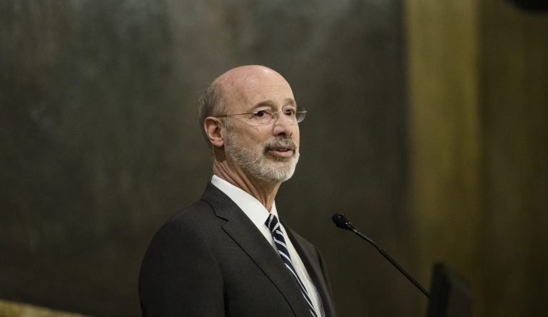 Democratic Gov. Tom Wolf delivers his budget address for the 2019-20 fiscal year to a joint session of the Pennsylvania House and Senate in Harrisburg, Pa., Tuesday, Feb. 5, 2019. (AP Photo/Matt Rourke)