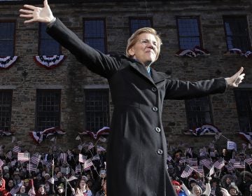 Sen. Elizabeth Warren, D-Mass., acknowledges cheers as she takes the stage during an event to formally launch her presidential campaign, Saturday, Feb. 9, 2019, in Lawrence, Mass. (Elise Amendola/AP Photo)