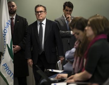 Acting Environmental Protection Agency Administrator Andrew Wheeler walks to a podium a news conference in Philadelphia, Thursday, Feb. 14, 2019. The EPA is expected to announced a plan for dealing with a class of long-lasting chemical contaminants amid complaints from members of Congress and environmentalists that it's not moved aggressively enough to regulate them. (Matt Rourke/AP Photo)