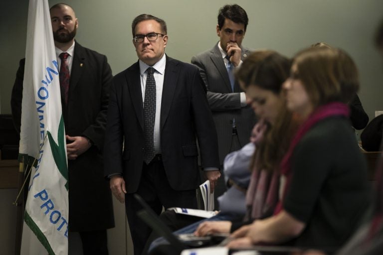 Acting Environmental Protection Agency Administrator Andrew Wheeler walks to a podium a news conference in Philadelphia, Thursday, Feb. 14, 2019. The EPA is expected to announced a plan for dealing with a class of long-lasting chemical contaminants amid complaints from members of Congress and environmentalists that it's not moved aggressively enough to regulate them. (Matt Rourke/AP Photo)