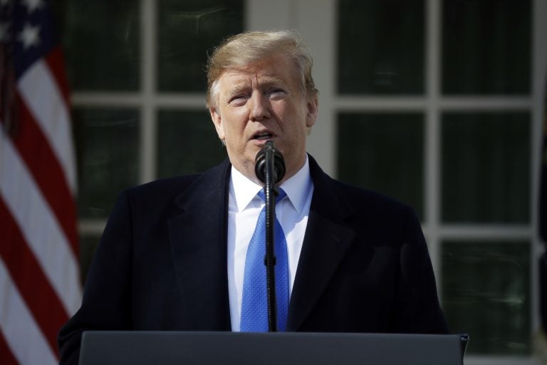 President Donald Trump speaks during an event in the Rose Garden at the White House to declare a national emergency in order to build a wall along the southern border, Friday, Feb. 15, 2019, in Washington. (Evan Vucci/AP Photo)