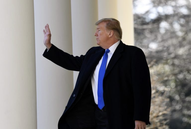 President Donald Trump turns back to the audience after speaking during an event in the Rose Garden at the White House in Washington, Friday, Feb. 15, 2019, to declare a national emergency in order to build a wall along the southern border. (Susan Walsh/AP Photo)