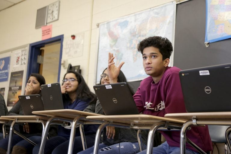 Students participate in an Advanced Placement government class at Hightstown High School in Hightstown, N.J., Tuesday, Feb. 19, 2019. (Seth Wenig/AP Photo)