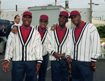 Boyz II Men members, from left, Wanya Morris, Nathan Vanderpool, Shawn Stockman and Mike McCary pose for a photo