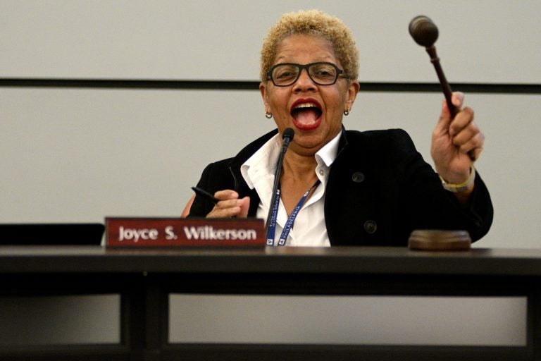 Board of Education chair Joyce Wilkerson, calls to order at the start of a meeting at the School District of Philadelphia's Headquarters on Feb. 28, 2019. (Bastiaan Slabbers for WHYY)