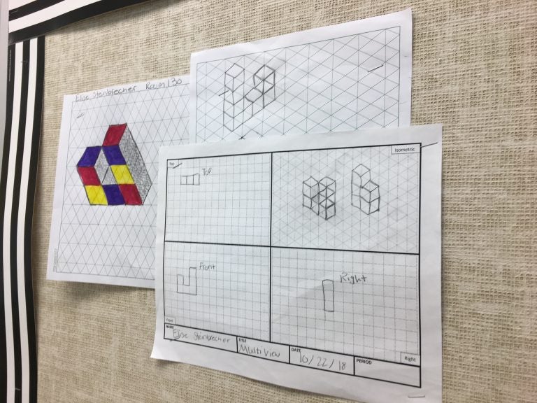 Sketches show the first step in the process of designing 3D puzzles. (Mark Eichmann/WHYY)