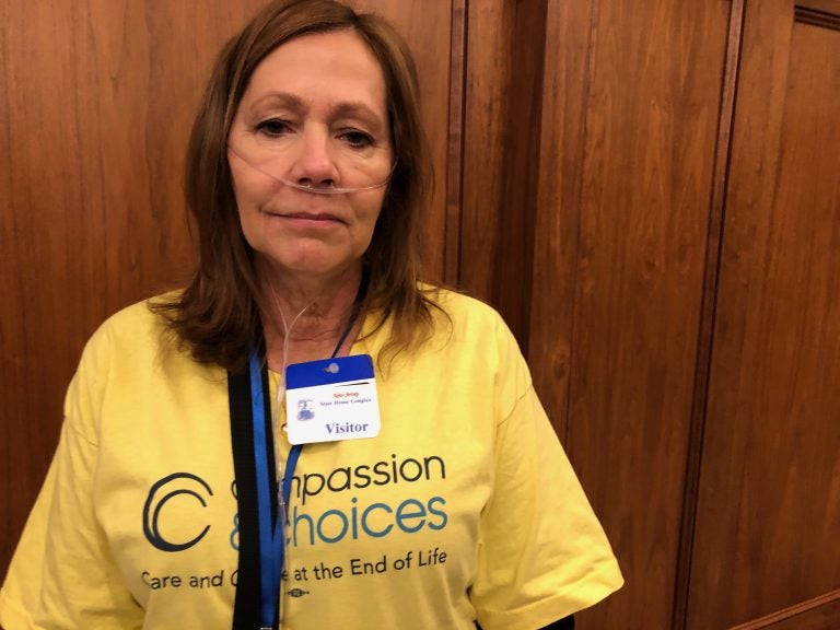 Laurie Wilcox, a retired nurse with rheumatoid arthritis, said her parents suffered through their final days and did not have the ability to end their lives peacefully with medication. (Joe Hernandez/WHYY)