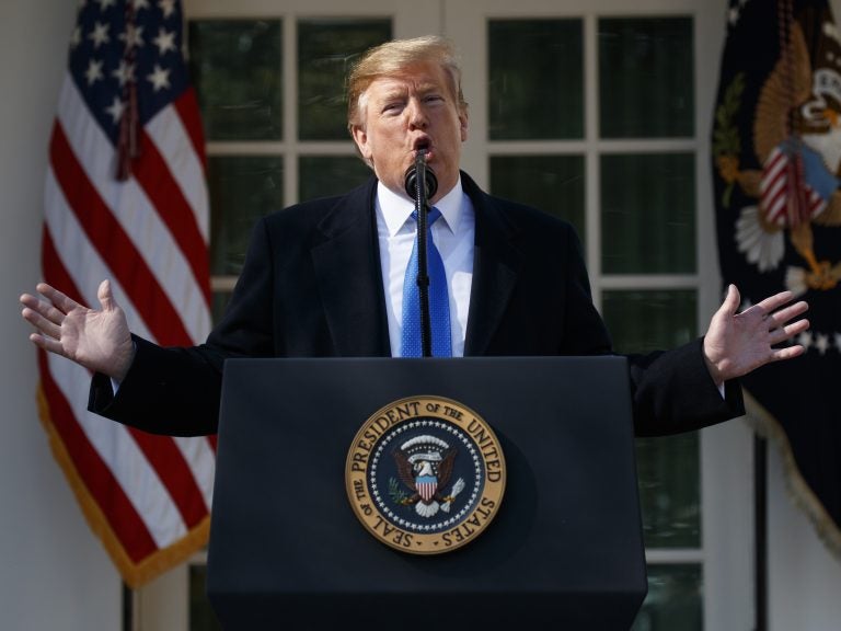 President Trump speaks in the Rose Garden at the White House on Friday to declare a national emergency in order to build a wall along the southern border. (Evan Vucci/AP Photo)