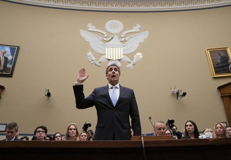 Michael Cohen, President Donald Trump's former personal lawyer, is sworn in to testify before the House Oversight and Reform Committee on Capitol Hill in Washington, Wednesday, Feb. 27, 2019. (J. Scott Applewhite/AP Photo)