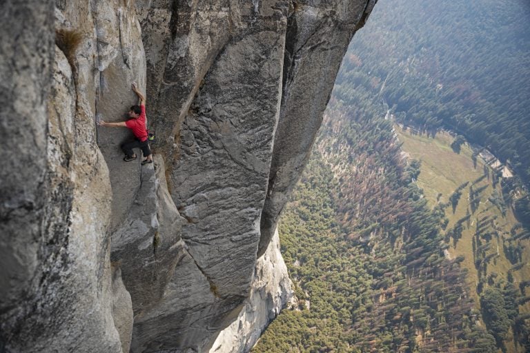 Alex Honnold's ascent of El Capitan in Yosemite National Park — without ropes or safety equipment — was the subject of the documentary film Free Solo. (Jimmy Chin/National Geographic)