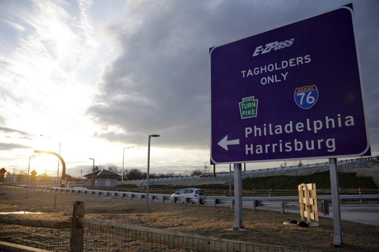 In this file photo, a driver enters the Pennsylvania Turnpike at a electronic interchange in Malvern. (Matt Slocum/AP Photo)
