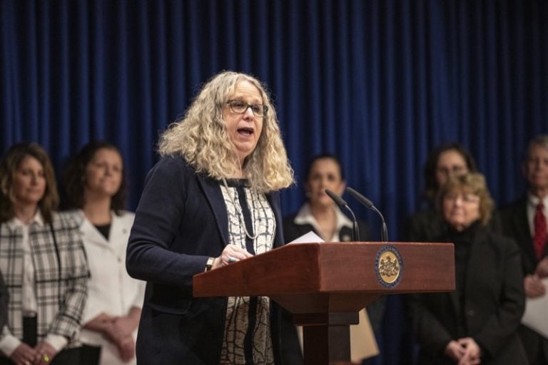 Department of Health Secretary Dr. Rachel Levine speaks at a press event March 2019. (Provided)