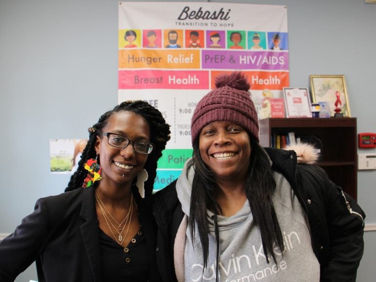 Bebashi Prevention Navigator Keisha Gabbidon (left) helped Tamika Warren (right) protect herself against AIDS with PrEP, a medication typically only offered to gay men. (Emma Lee/WHYY)