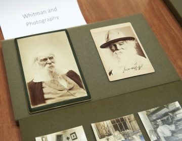 The Whitman at 200 Symposium pop-up exhibition includes photographs of Walt Whitman. (Natalie Piserchio for WHYY)