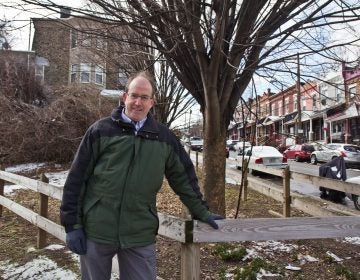 Developer Ken Weinstein at a lot he tried to purchase from the city in Philadelphia’s Wayne Junction neighborhood. (Kimberly Paynter/WHYY)