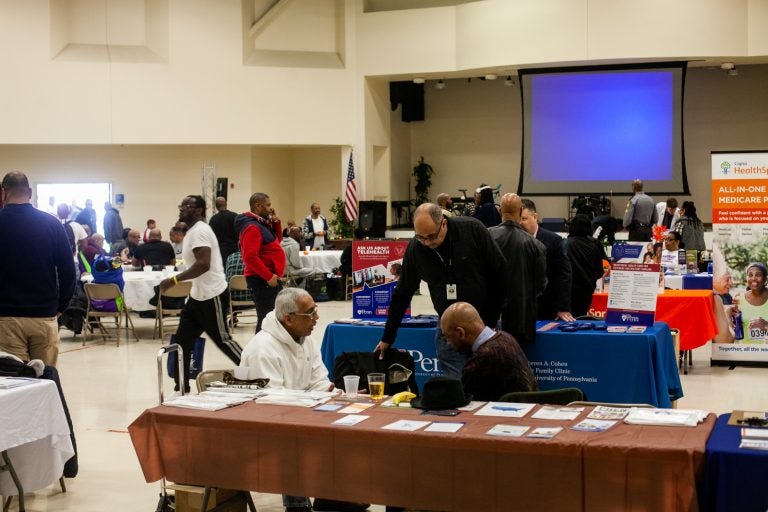 Hundreds of men attend the 2019 Men's Health Initiative at the Enon Tabernacle Baptist Church Saturday in Northwest Philadelphia. (Brad Larrison for WHYY)