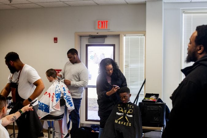 Barber services were offered at the Enon Tablernacle Baptist Church's 2019 Men's Health Initiative Saturday. (Brad Larrison for WHYY)