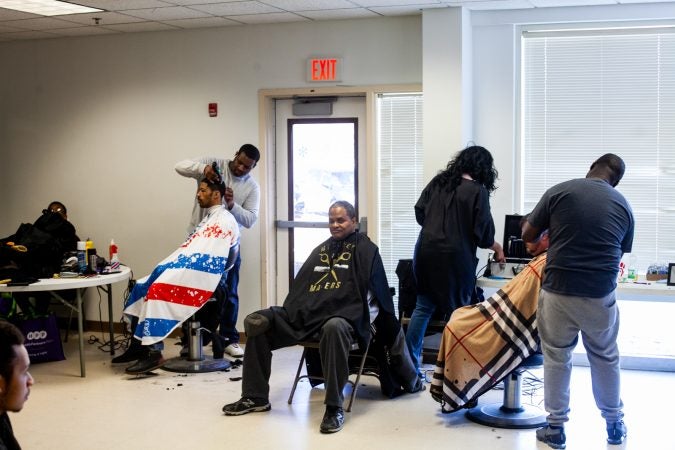Barber services were offered at the Enon Tablernacle Baptist Church's 2019 Men's Health Initiative Saturday. (Brad Larrison for WHYY)