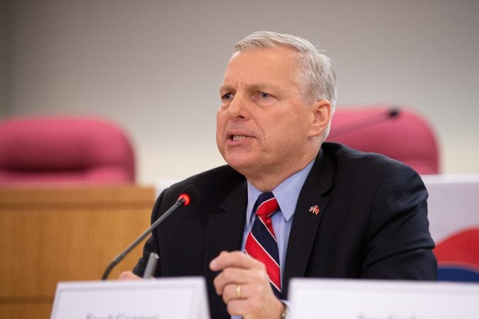 Fred Connor, candidate for county commissioner, takes part in a debate hosted by the Montgomery County Republican Committee at the Upper Merion Township Building in King of Prussia, Pa. on Thursday, February 28, 2019. (Kriston Jae Bethel for WHYY)