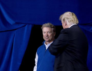 In this file photo, Sen. Rand Paul, R-Ky., is brought up on stage by President Donald Trump as he takes the stage at a rally at Alumni Coliseum in Richmond, Ky., Saturday, Oct. 13, 2018. (Andrew Harnik/AP Photo)