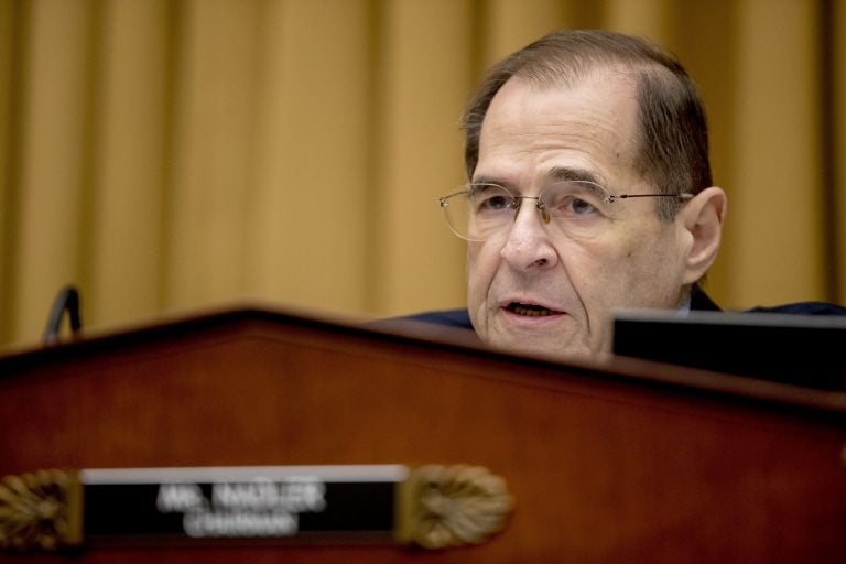 Judiciary Committee Chairman Jerrold Nadler, D-N.Y., questions Acting Attorney General Matthew Whitaker as he appears before the House Judiciary Committee on Capitol Hill, Friday, Feb. 8, 2019, in Washington. Democrats are eager to press him on his interactions with President Donald Trump and his oversight of the special counsel's Russia investigation. (Andrew Harnik/AP Photo)