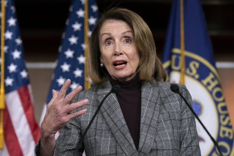 Speaker of the House Nancy Pelosi, D-Calif., meets with reporters just after the Democratic-controlled House approved a measure requiring federal background checks for all firearms sales and transfers, the first major gun control legislation considered by Congress in nearly 25 years, on Capitol Hill in Washington, Thursday, Feb. 28, 2019. (J. Scott Applewhite/AP Photo)