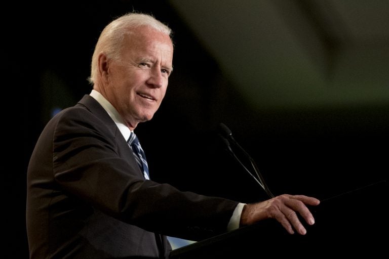 Former Vice President Joe Biden speaks at the International Association of Firefighters at the Hyatt Regency on Capitol Hill in Washington, Tuesday, March 12, 2019. (AP Photo/Andrew Harnik)