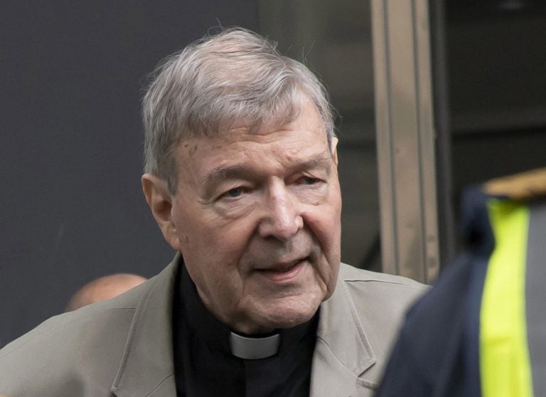 In this Feb. 26, 2019, file photo, Cardinal George Pell arrives at the County Court in Melbourne, Australia. An Australian judge sentenced Wednesday, March 13, the most senior Catholic, Pell, to be convicted of child sex abuse to 6 years in prison for molesting two choirboys in a Melbourne cathedral more than 20 years ago. (Andy Brownbill/AP Photo, File)