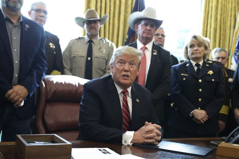 In this March 15, 2019, photo, President Donald Trump speaks about border security in the Oval Office of the White House, Friday, March 15, 2019, in Washington. (Evan Vucci/AP Photo)